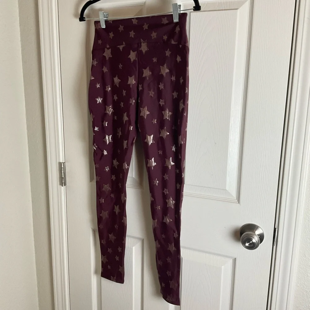 Spanx Leggings Girls XL Burgundy Stretch Star